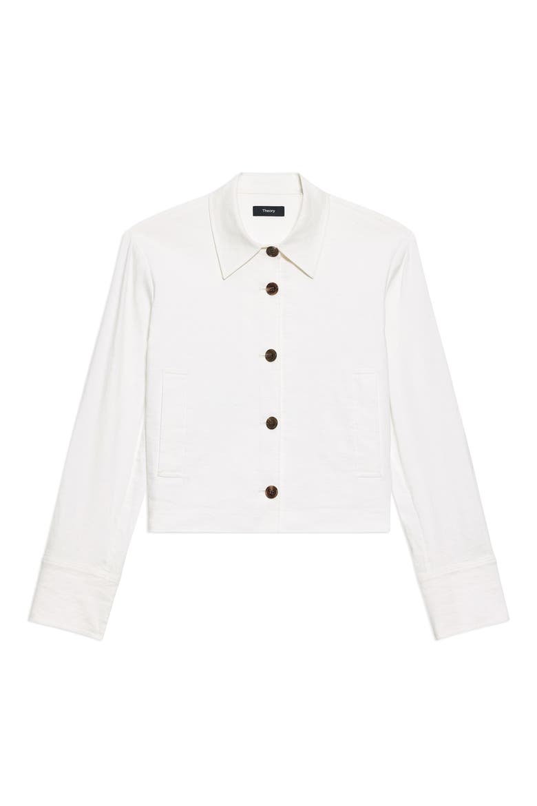 Linen Blend Crop Shirt Jacket, Alternate, color, WHITE