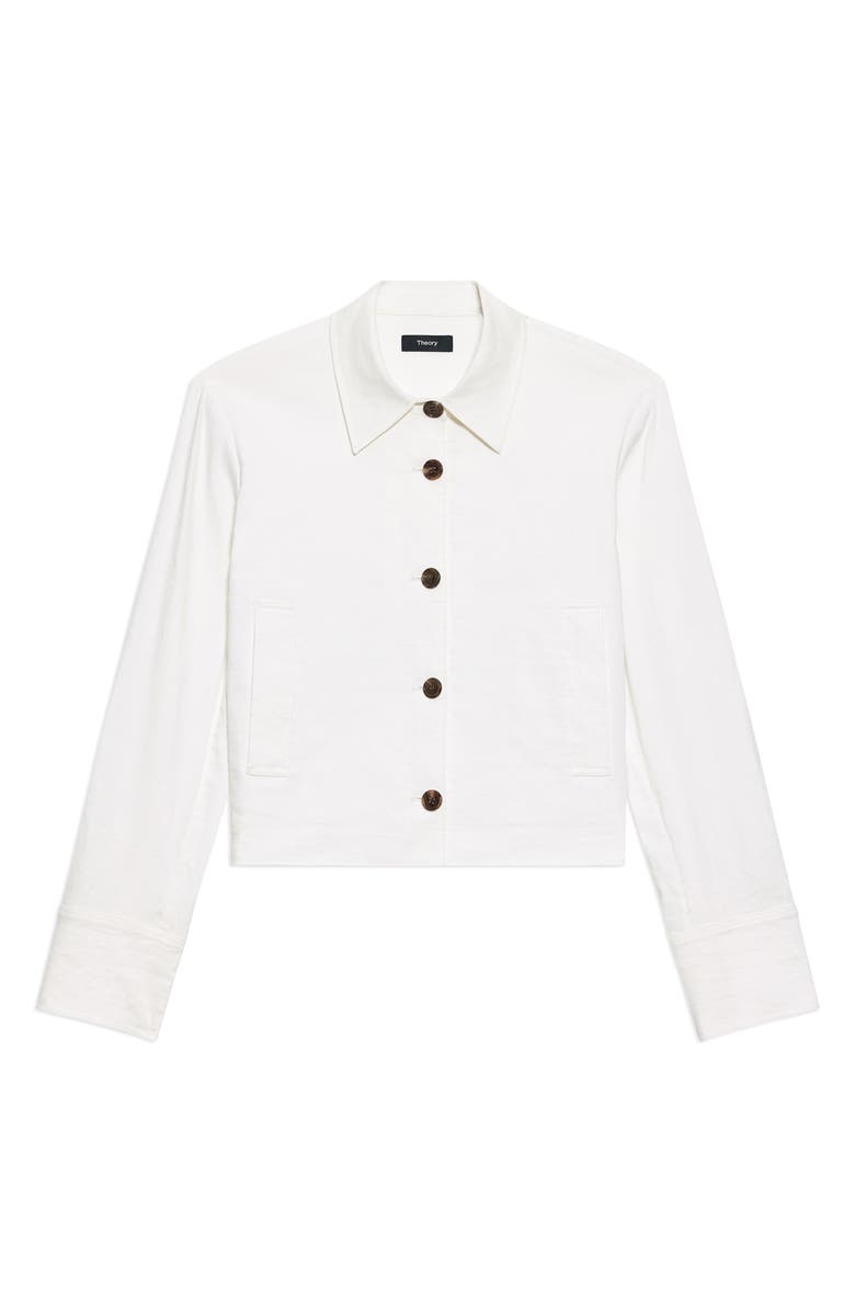 Theory Linen Blend Crop Shirt Jacket, Alternate, color, White