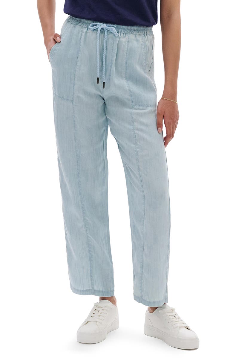 Hatley Drawstring Crop Straight Leg Chambray Pants, Main, color, 