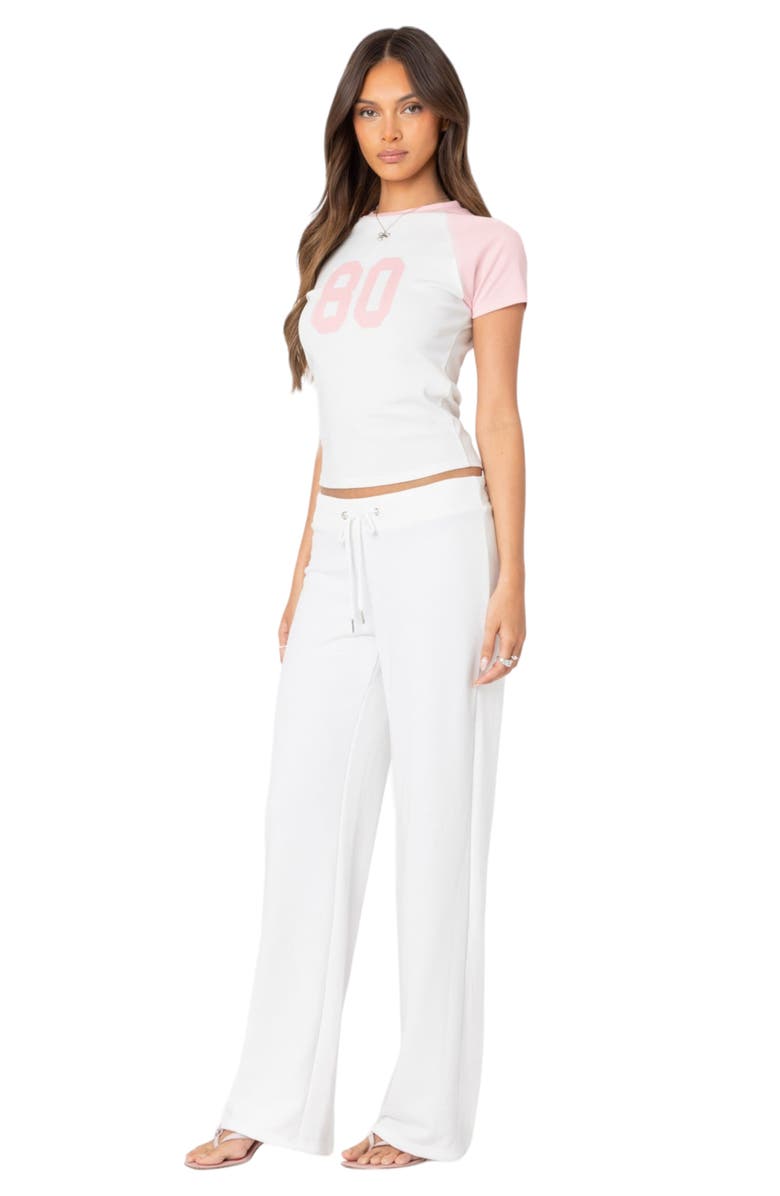 EDIKTED '80s Colorblock Cotton Graphic T-Shirt, Alternate, color, White-And-Pink