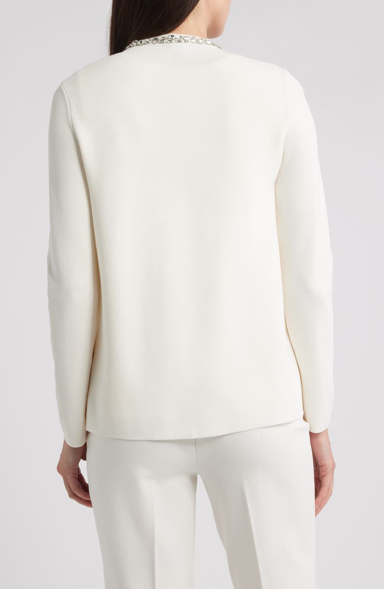Anne Klein Rhinestone Trim Cardigan, Alternate, color, White Dove
