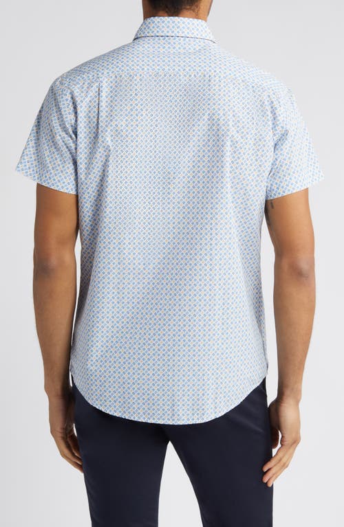 Rodd & Gunn Glenariffe Sports Fit Foulard Print Short Sleeve Cotton Button-up Shirt In Snow