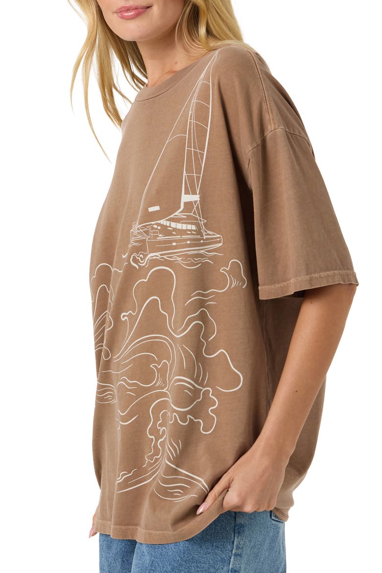 OG Boat Oversized Graphic T-shirt, Alternate, color, CAROB BROWN