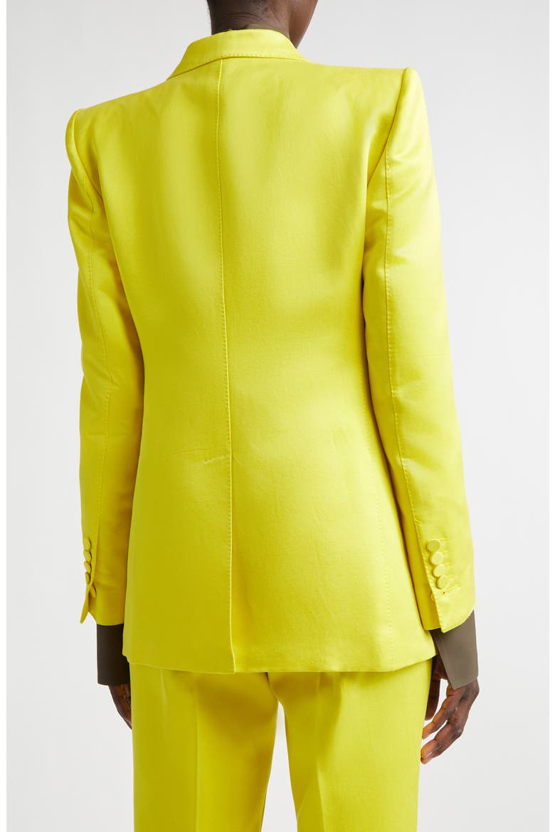 Double Breasted Hammered Satin Jacket, Alternate, color, BY160 CITRON