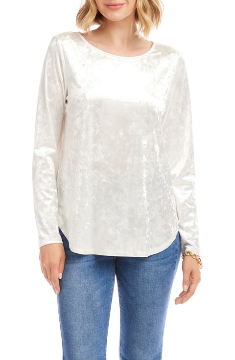 Crushed Velvet Top Shirttail Top