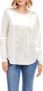 Karen Kane Crushed Velvet Top Shirttail Top