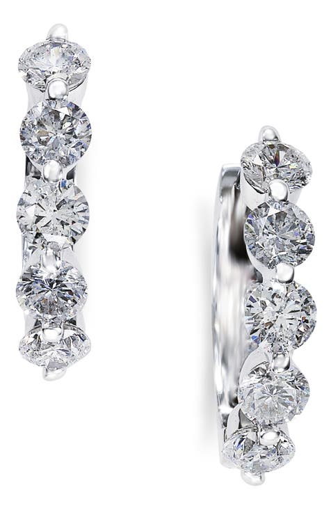 14K White Gold Diamond Hoop Earrings - 0.98 ctw.