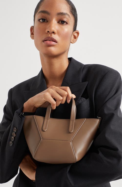 Brunello Cucinelli Calfskin Mini Bc Duo Bag In Brown