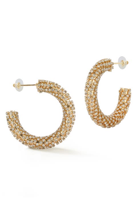 Pavé Crystal Hoop Earrings