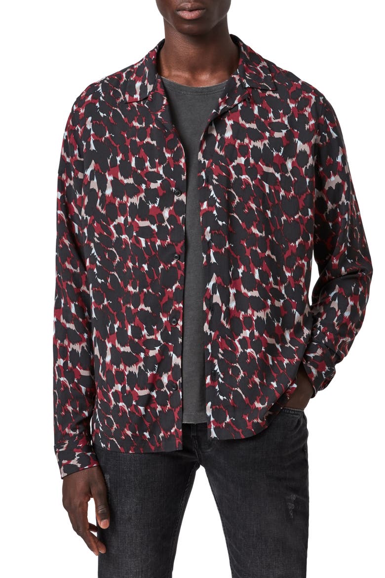 Jackson Print Button-Up Shirt, Main, color, RED