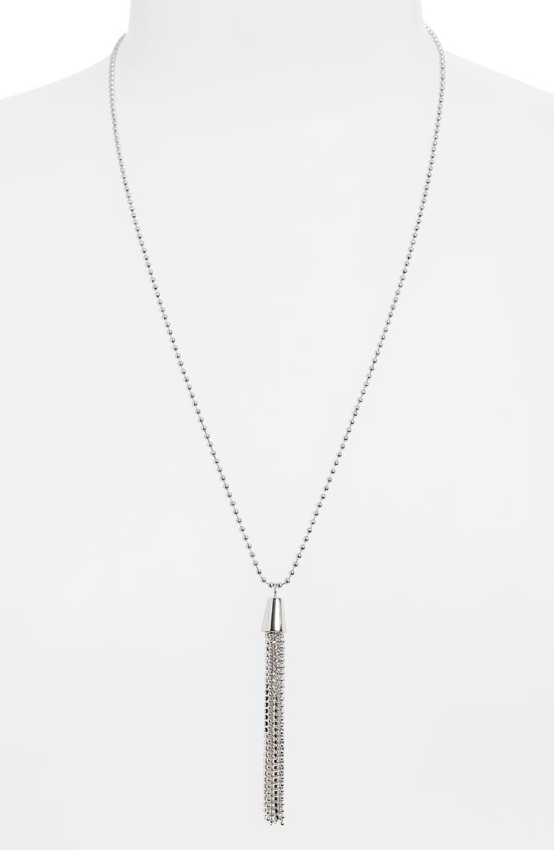 NORDSTROM RACK Crystal Fringe Pendant Necklace, Alternate, color, Clear- Silver