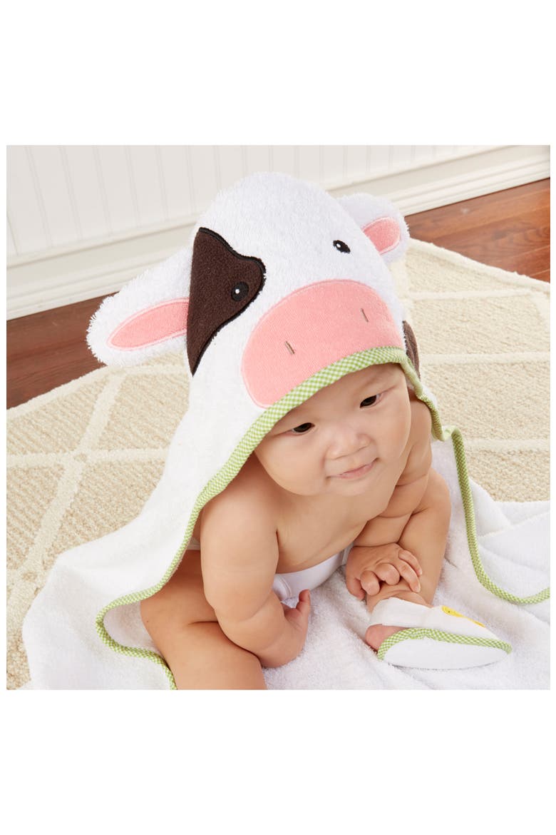 Farmhouse Friends Hooded Robe, Slippers & Bath Mitt Set, Alternate, color, WHITE/PINK