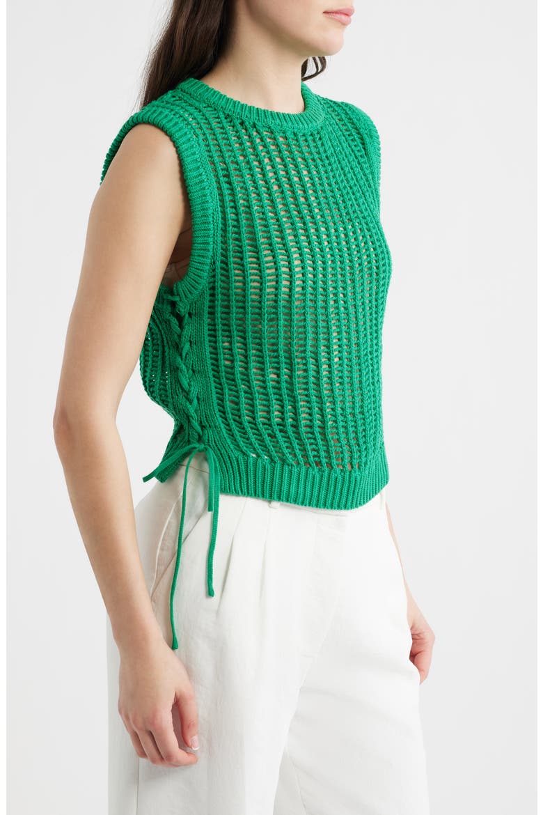 Lipari Cinched Open Stitch Sweater Vest, Alternate, color, GREEN
