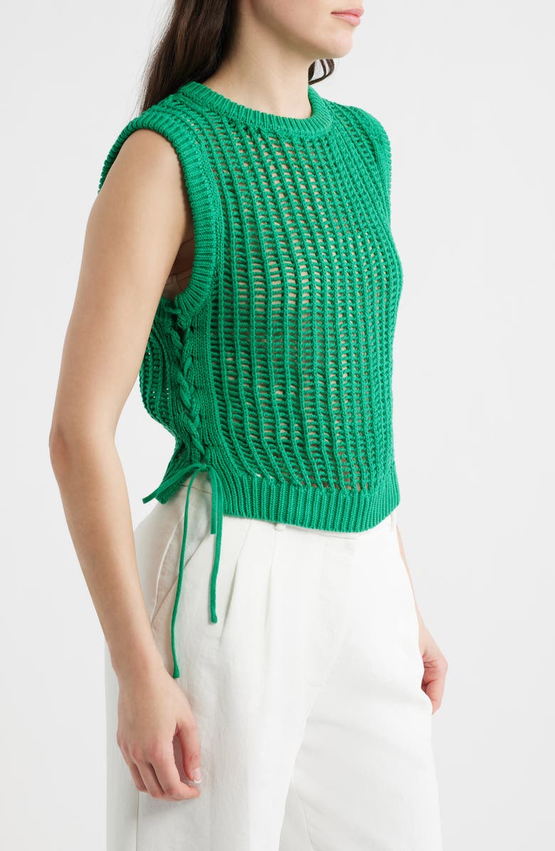 DELUC Lipari Cinched Open Stitch Sweater Vest, Alternate, color, Green