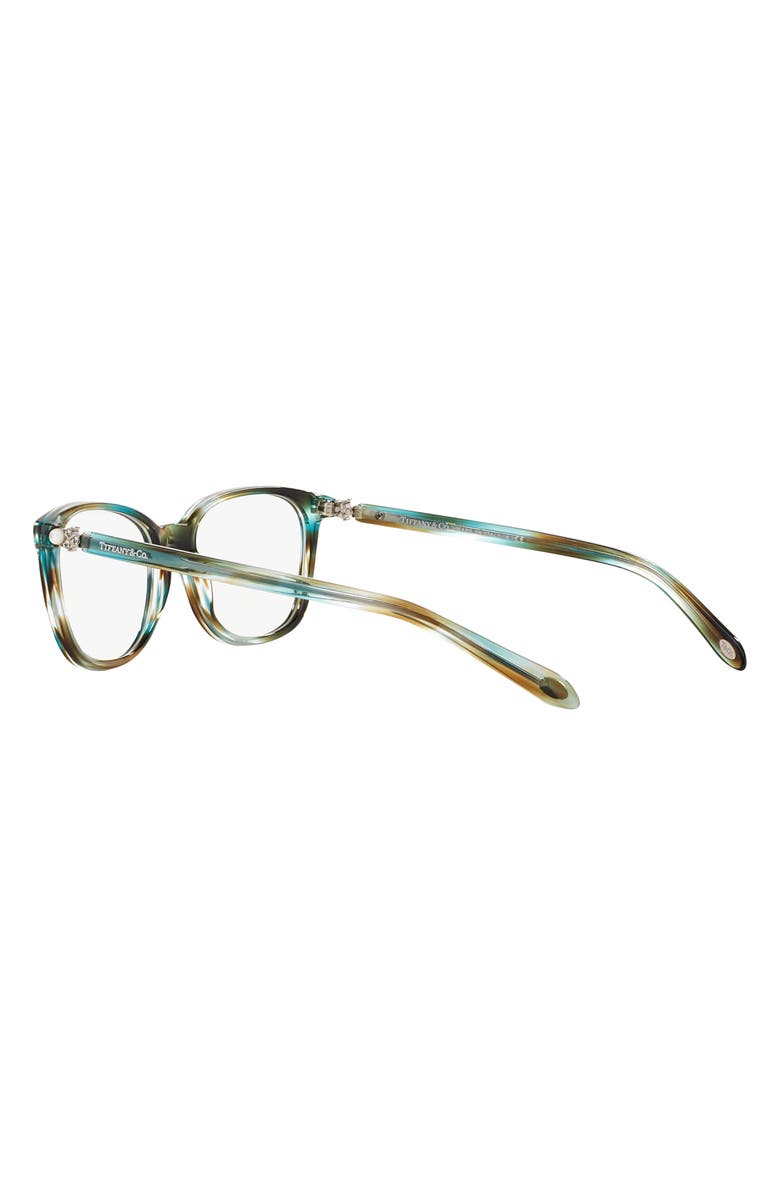 Tiffany & Co. 51mm Rectangular Optical Glasses, Alternate, color, Turquoise