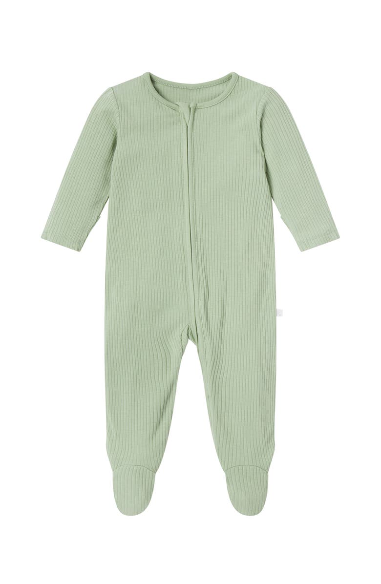 MORI Ribbed Two Way Zip-Up Sleepsuit, Main, color, Sage