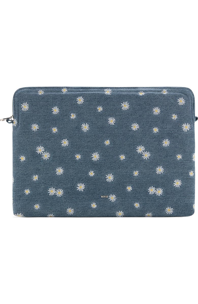 MANGO Floral Embroidered Denim Laptop Case, Main, color,