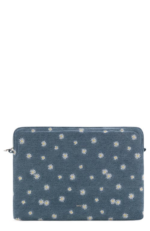 Mango Floral Embroidered Denim Laptop Case In Blue