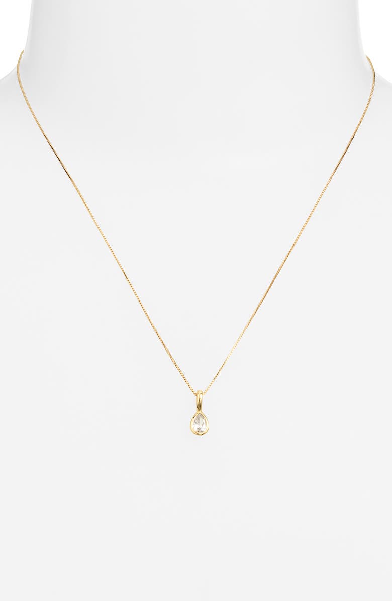 Set & Stones Teardrop Birthstone Pendant Necklace, Alternate, color, Gold / April