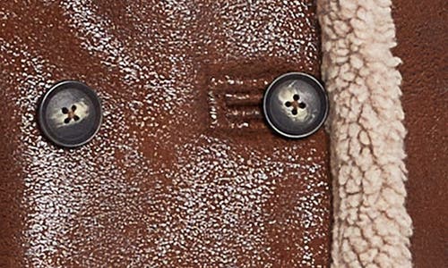Frye Faux Shearling Lined Faux Leather Coat In Brown