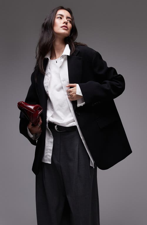 Topshop Oversize Grandad Blazer In Black