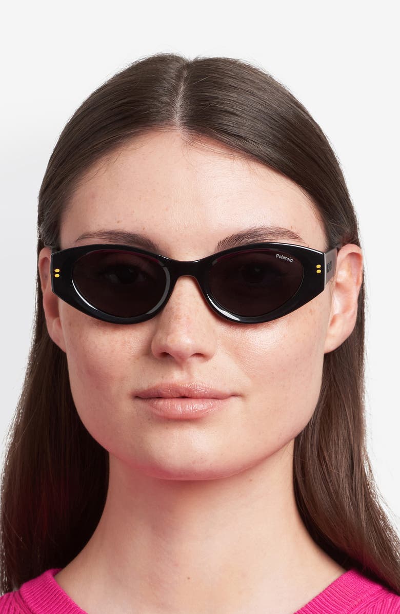 Polaroid 51mm Polarized Cat Eye Sunglasses, Alternate, color, Black/ Grey Pz