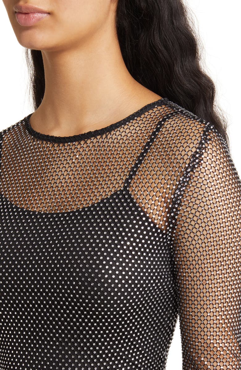 Rare London Diamante Long Sleeve Embellished Gown, Alternate, color,