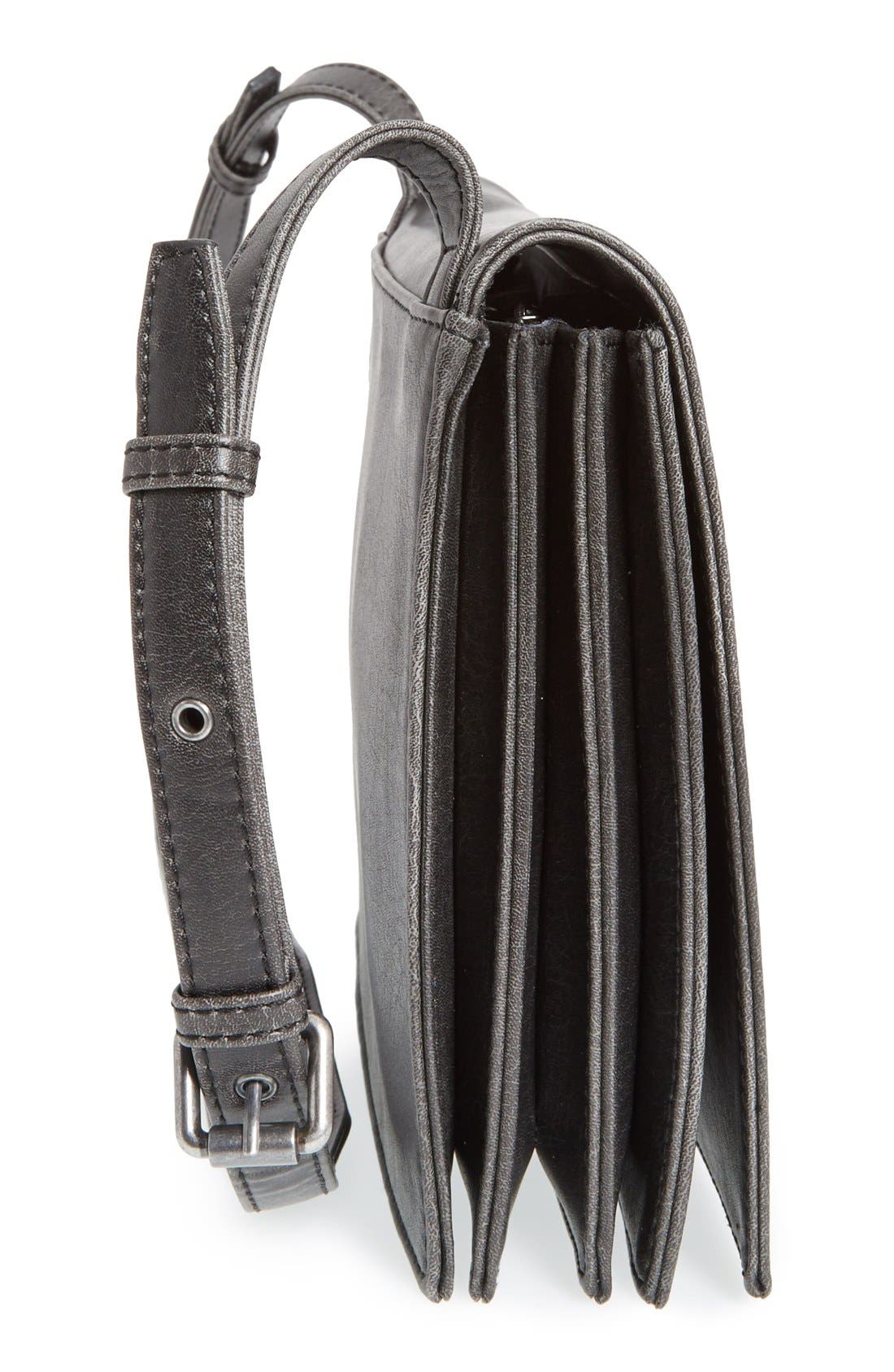 'Tardy' Vegan Leather Crossbody Accordion Satchel, Alternate, color, BLACK