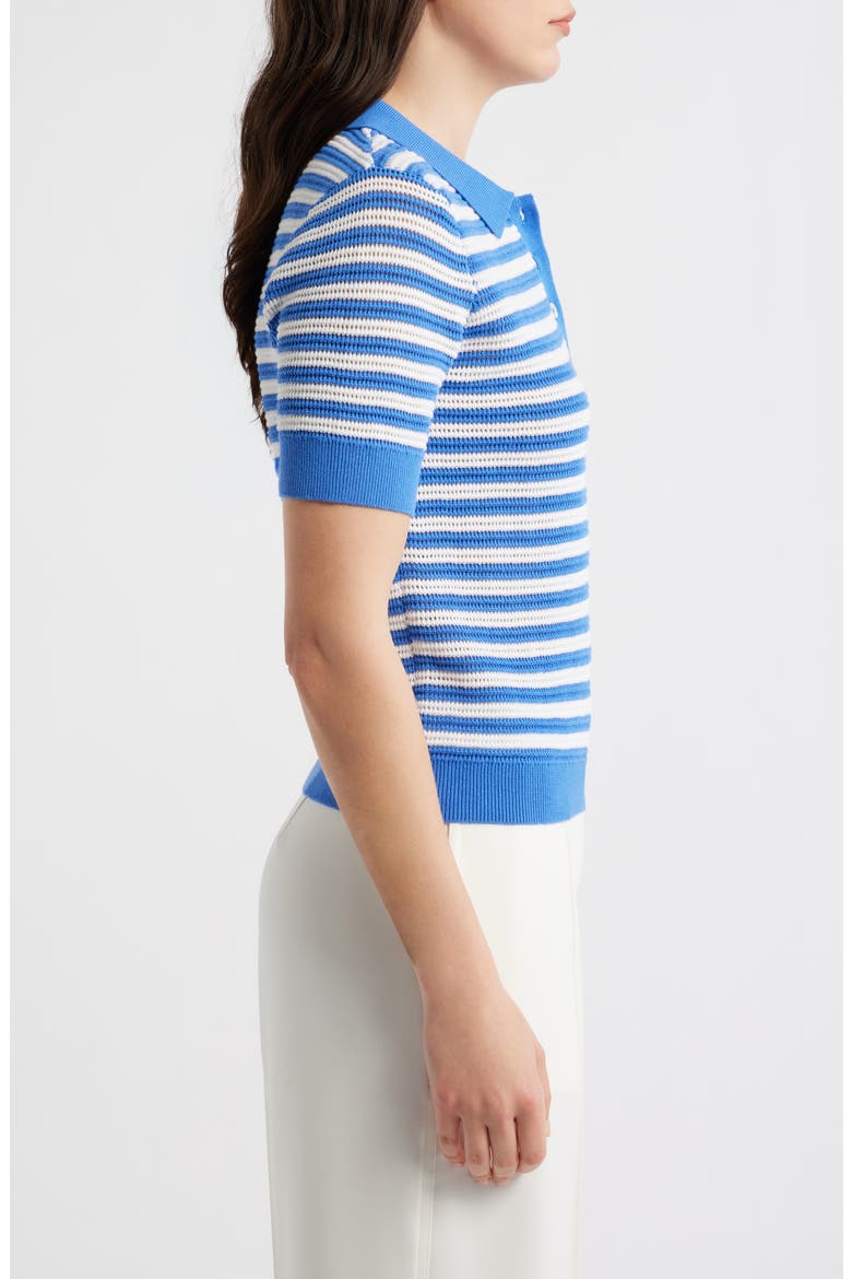 The Elliot Stripe Polo Sweater, Alternate, color, SEAPORT BLUE / SKY WHITE