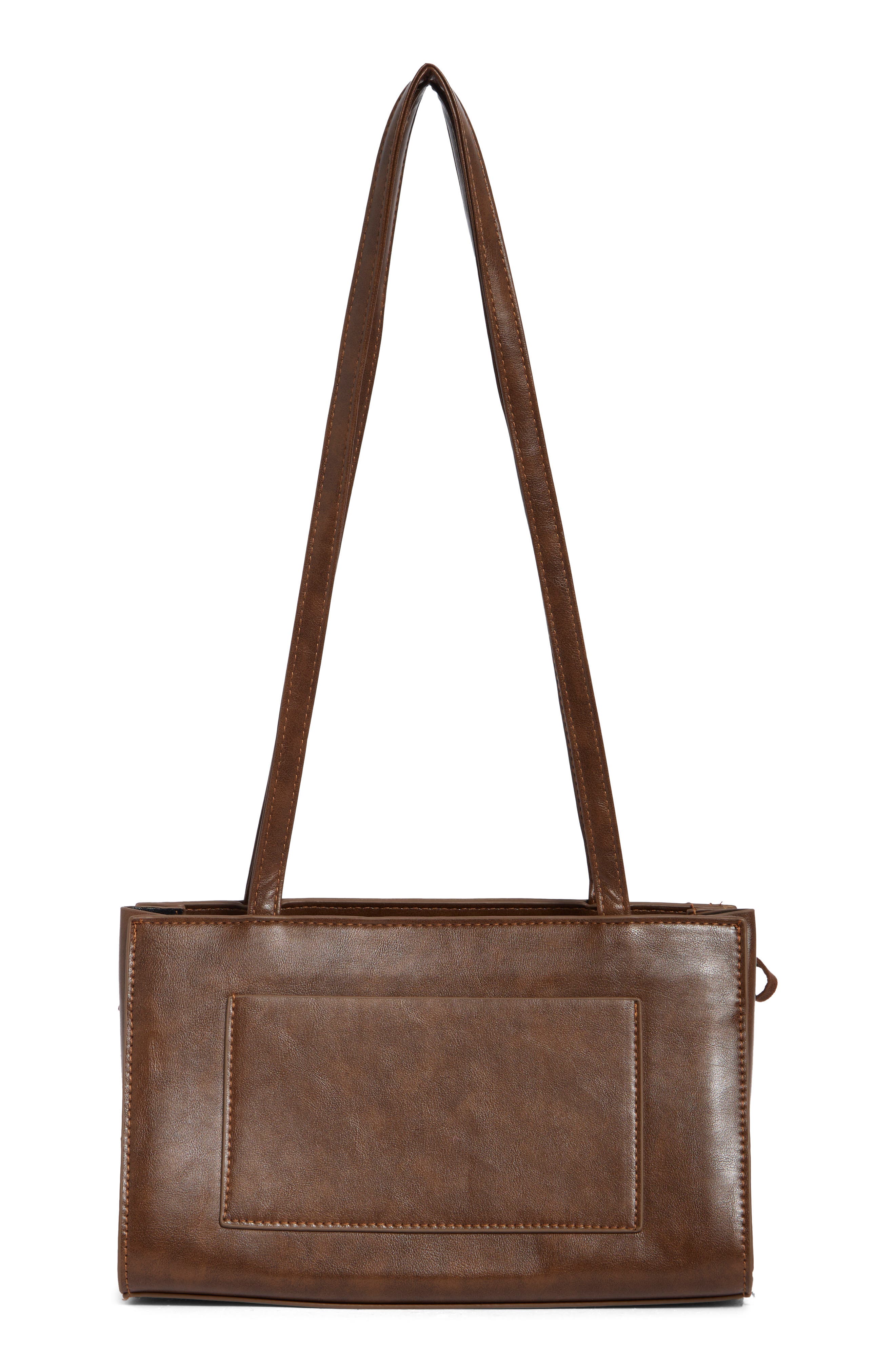 Faux Leather Laced Shoulder Bag, Alternate, color, BROWN