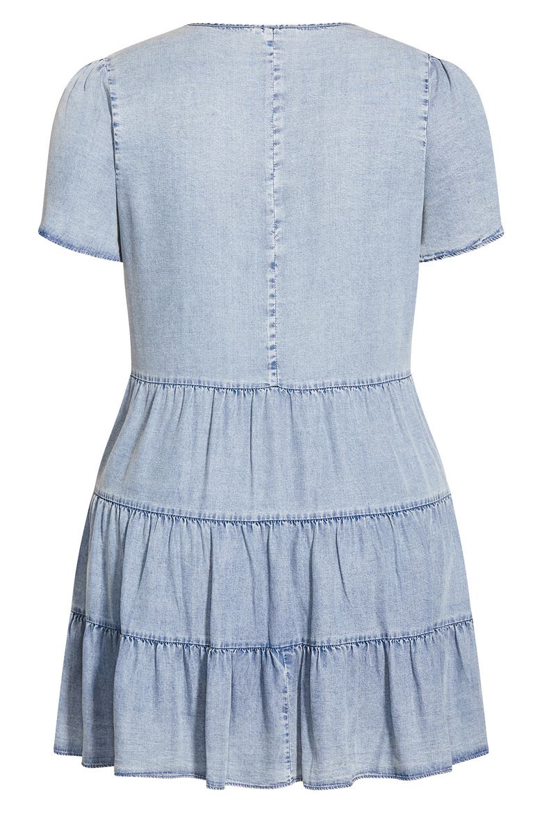 Tiered Denim Minidress, Alternate, color, LIGHT DENIM