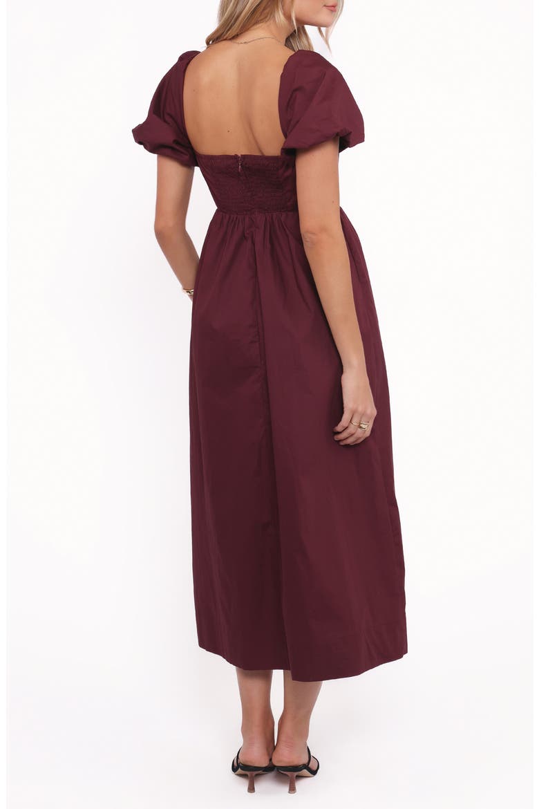 Remira Puff Sleeve Midi Dress, Alternate, color, CHERRY