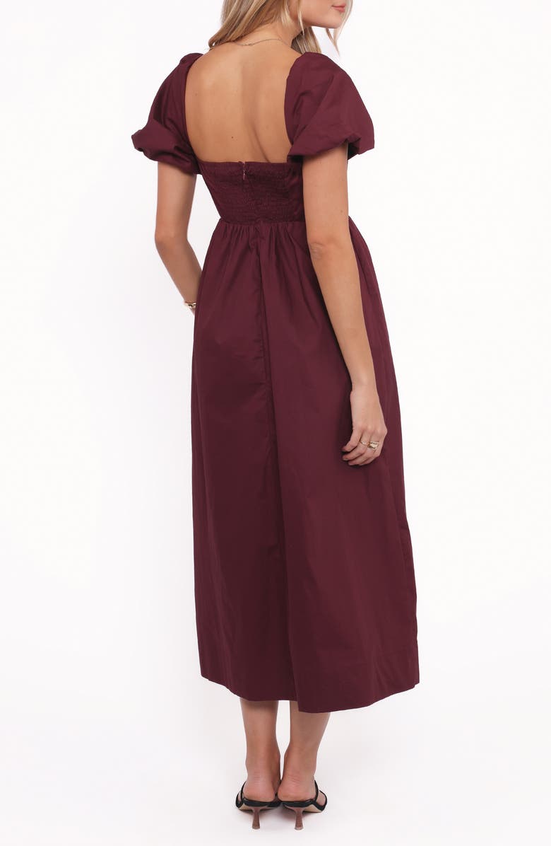 Petal & Pup Remira Puff Sleeve Midi Dress, Alternate, color, Cherry