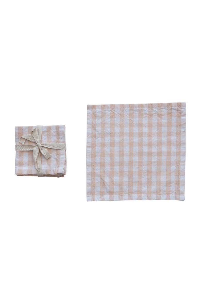 Cotton Gingham Napkins, Set of 4, Main, color, Pink