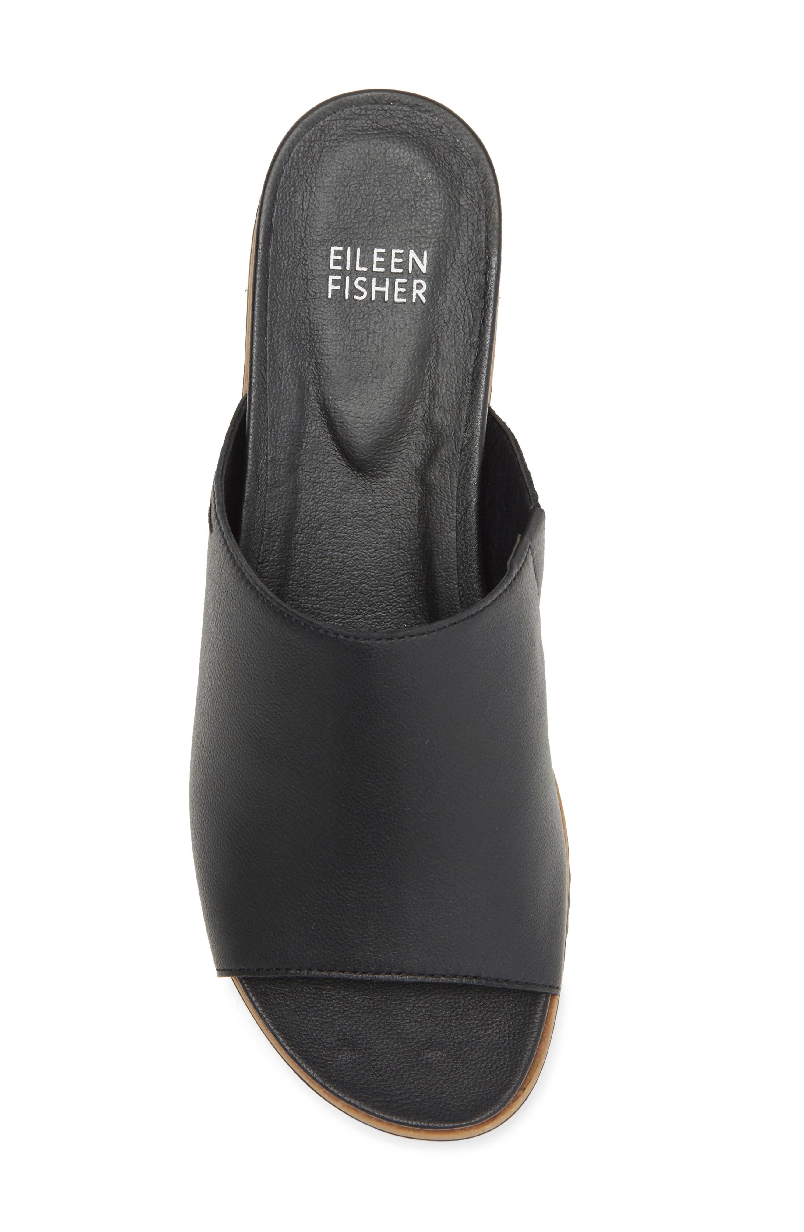 Eileen Fisher Koha Leather Sandal, Alternate, color, Black