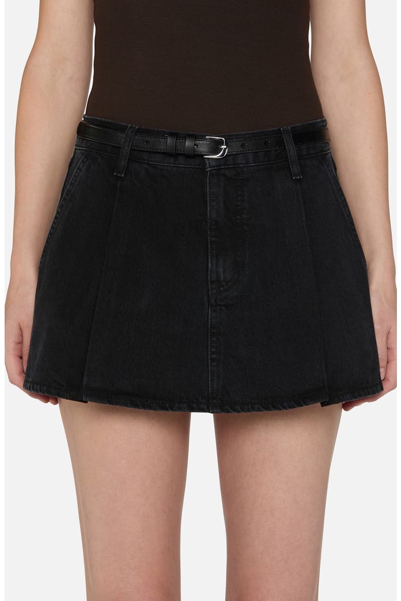 The Pleated Denim Miniskirt, Alternate, color, AXIOM