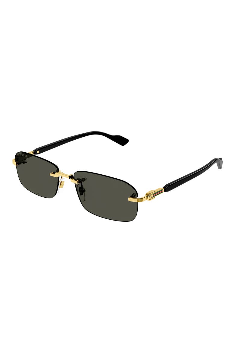 56mm Rectangular Sunglasses, Alternate, color, GOLD
