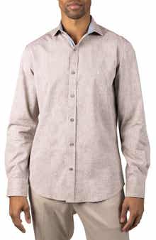 TailorByrd Mélange Linen Blend Button-Up Shirt