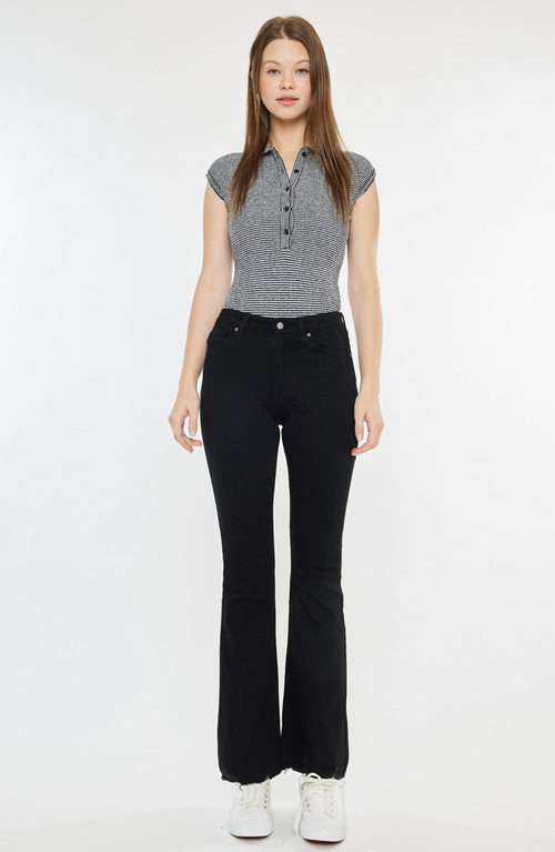 Kancan Brenna Essentials High Rise Bootcut Jeans In Black