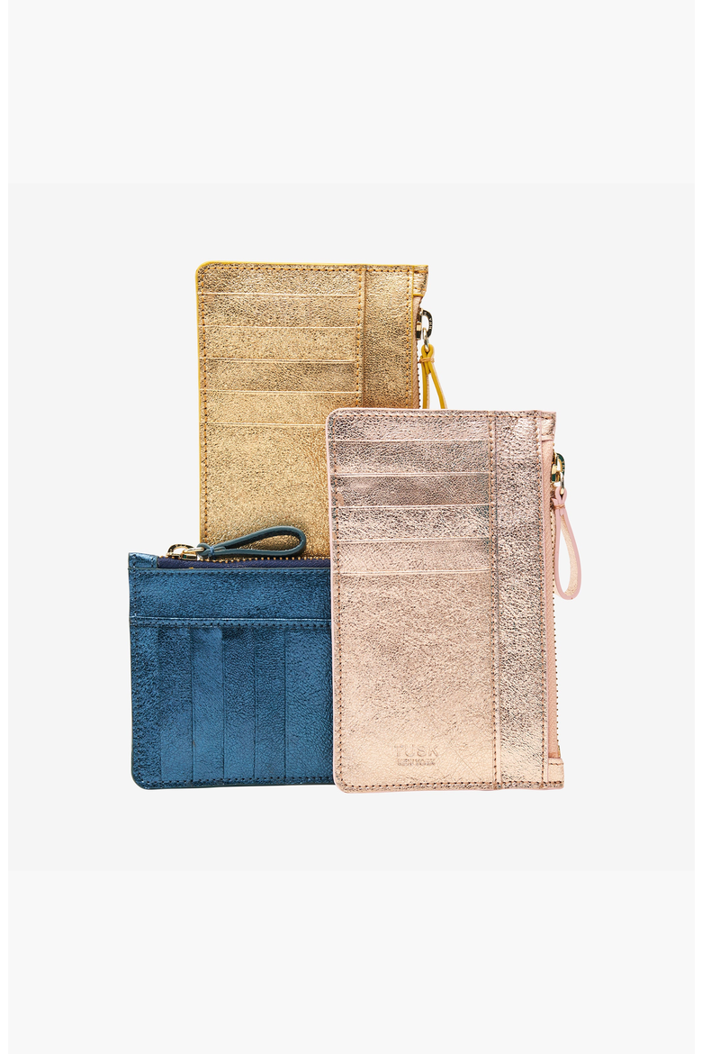 Orissa Top Zip Card Case, Alternate, color, Gold