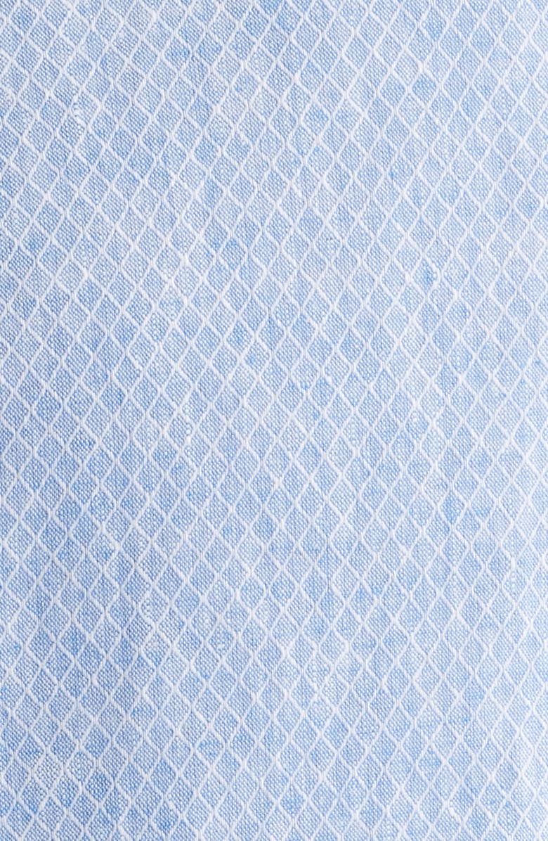 Emporio Armani Microprint Linen & Cotton Sport Shirt, Alternate, color, Blue