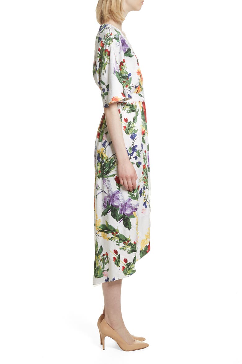 Clarine Floral Wrap Midi Dress, Alternate, color, WILDFLOWER