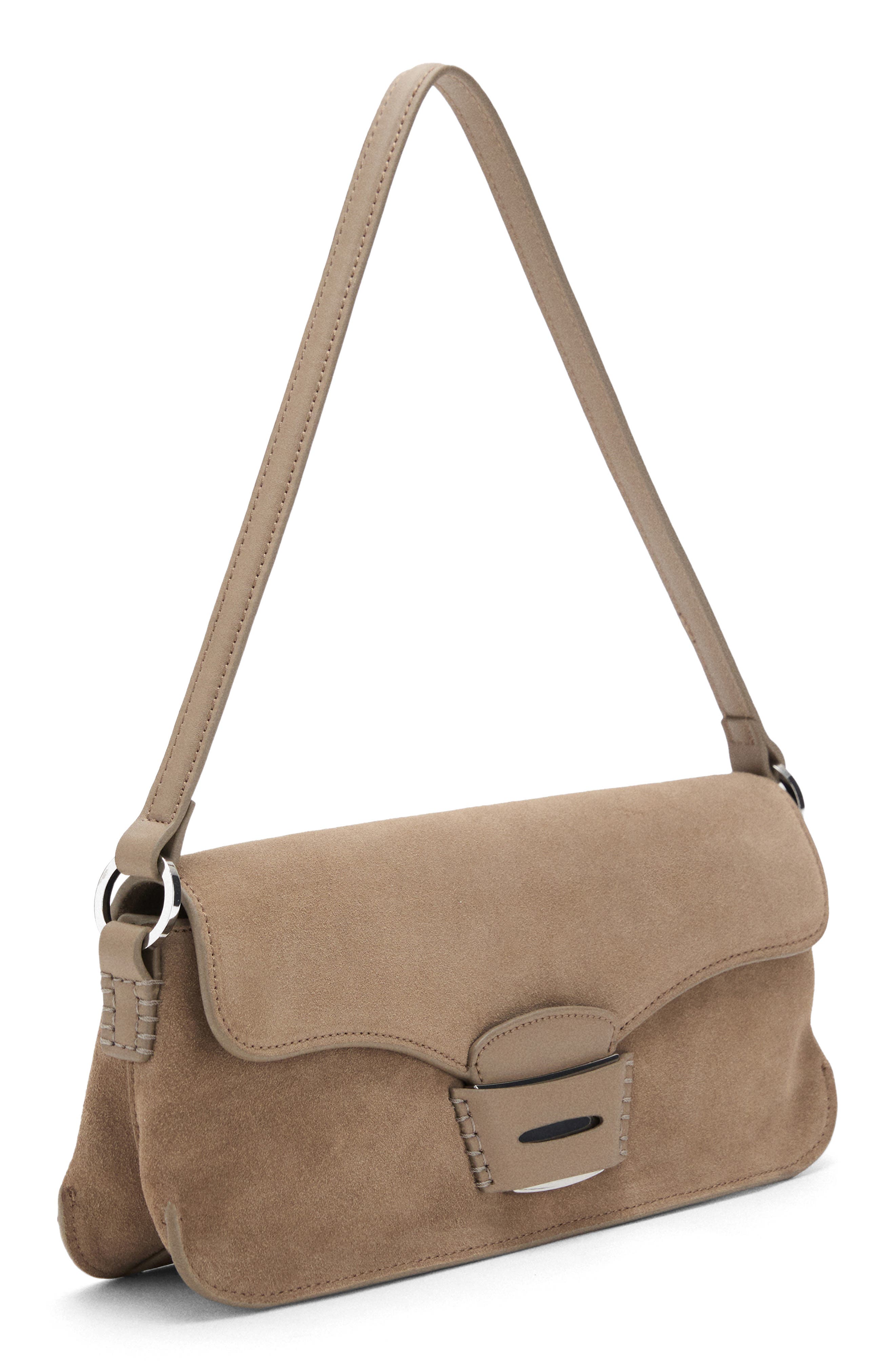 MANGO Suede Shoulder Bag, Alternate, color, Medium Brown
