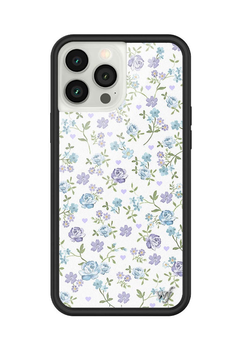 Lilac & Blue Floral iPhone Case, Alternate, color, White