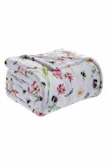 Luxury Home Floral Fleece Throw Blanket