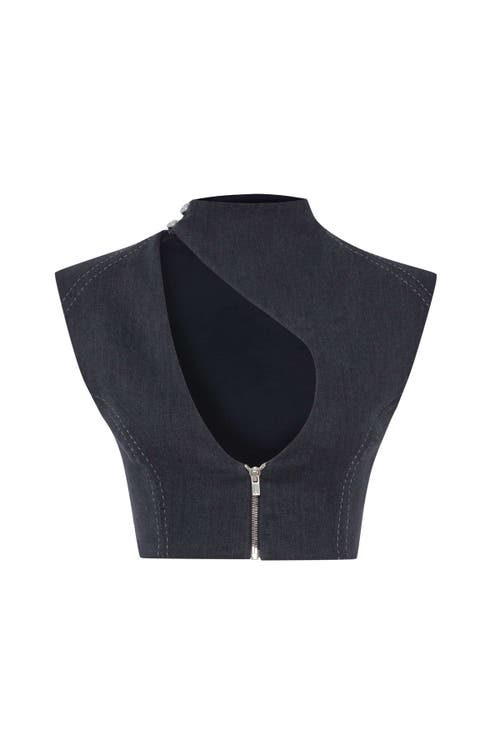 Jendue Us Dew Drop Denim Vest In Black
