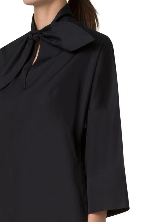 Akris Punto Tie Neck Cotton Tunic Dress In Black