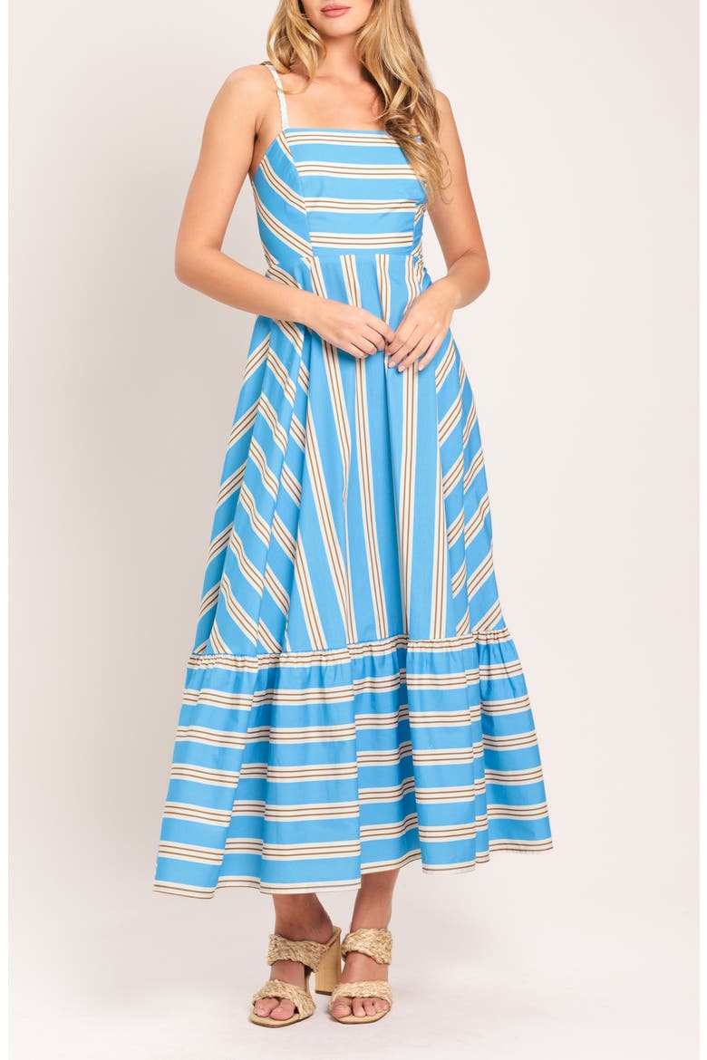 Directional Stripe Cotton Midi Dress, Alternate, color, LIGHT BLUE