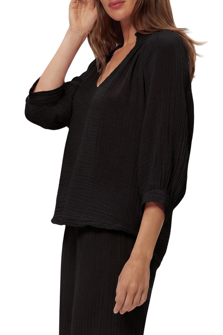 Kali Ruffle Neck Top, Alternate, color, BLACK