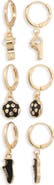Leith Set of 3 Soccer Charm Hoop Earrings